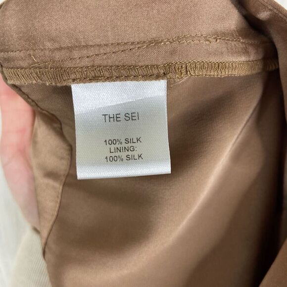 The Sei Womens Brown High-Rise Silk Wide-Leg Trouser Pants Size 4 - Picture 7 of 8